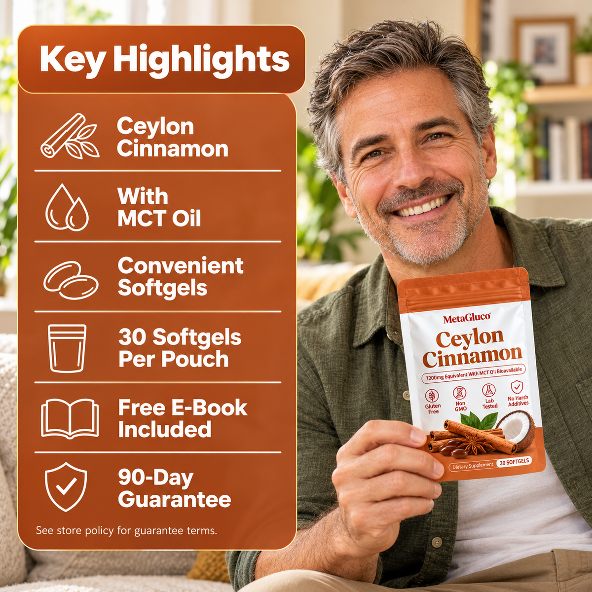 Ceylon Cinnamon 7200mg Equivalent with MCT Oil
