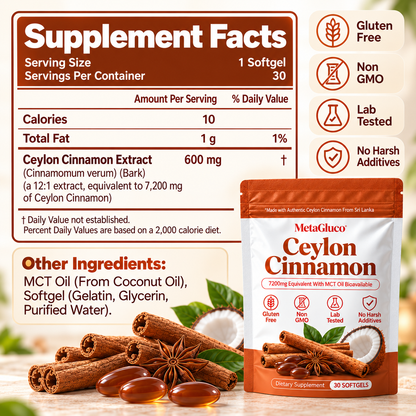 Ceylon Cinnamon 7200mg Equivalent with MCT Oil